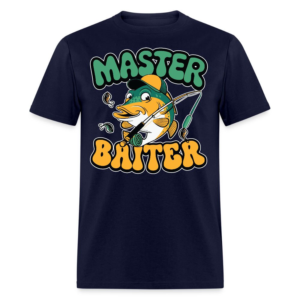 Master Baiter Humorous Bass Fishing T-shirt - navy
