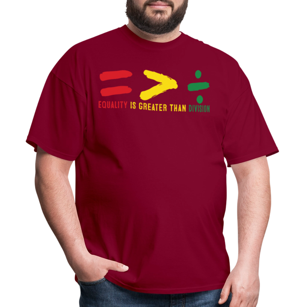 Black History Month Tee Equality Over Division T-Shirt - burgundy