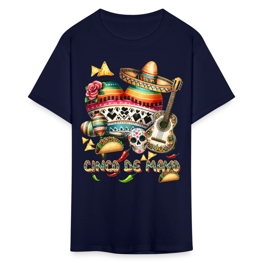 Colorful Skull And Taco Tee For Cinco De Mayo T-shirt - navy