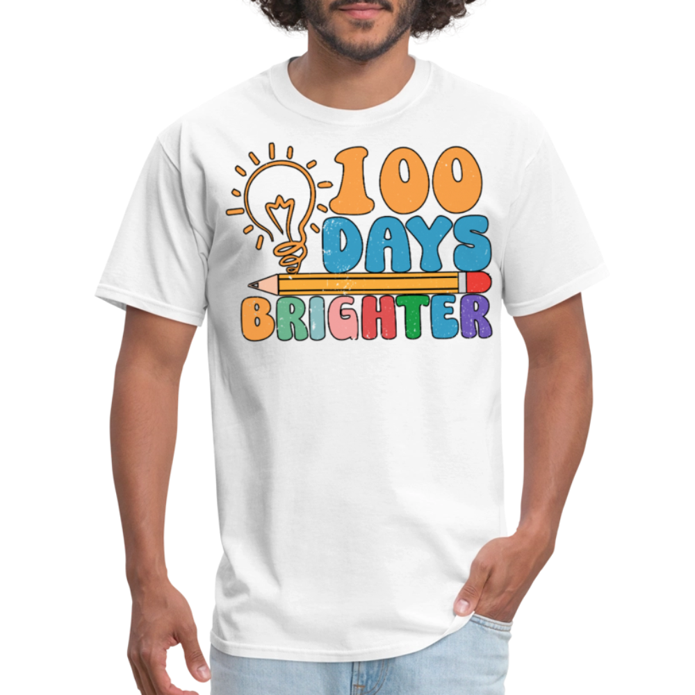 100 Days Brighter Shirt for Teachers Fun School Milestone T-Shirt - white