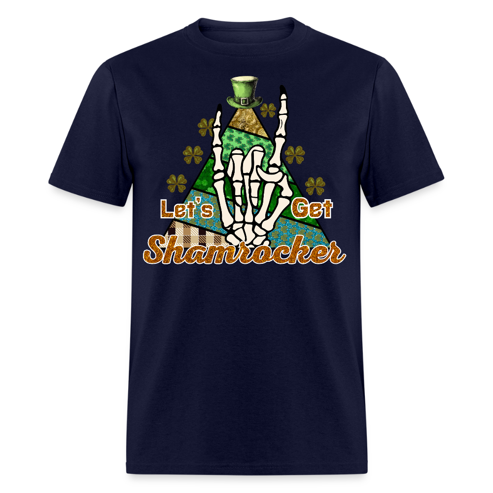 St Patrick’s Day Rock And Roll Skeleton Hand T-shirt - navy