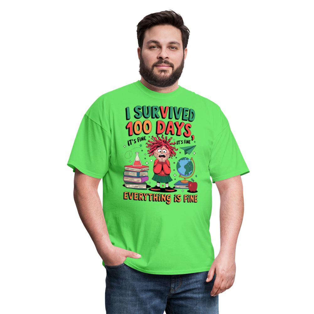 I Survived 100 Days of School Shirt - Funny Teacher and Student Celebration Unisex T-Shirt - kiwi