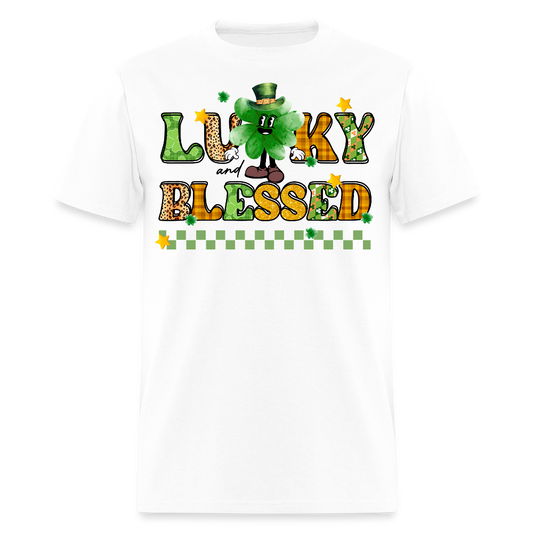 Blessed And Lucky Irish Holiday T-shirt - white
