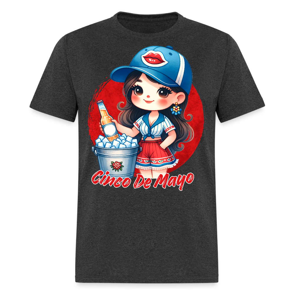 Cute Chibi-style Cinco De Mayo T-shirt For Women - heather black