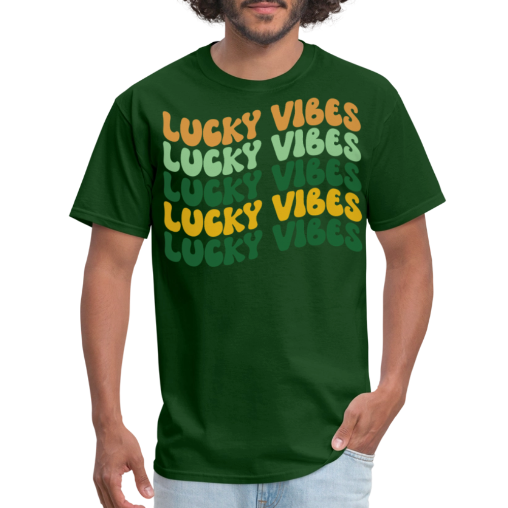 St Patrick's Day Lucky Vibes T-shirt - forest green