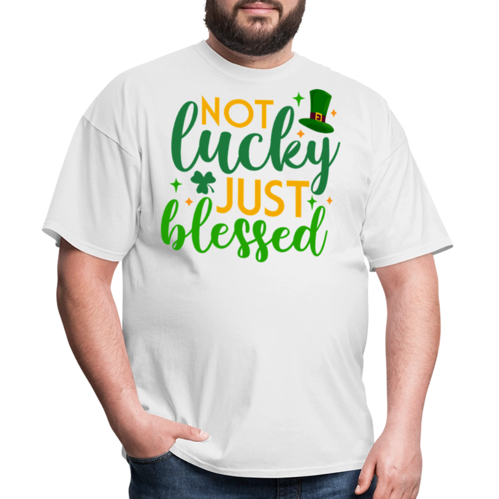 Blessed Not Lucky St Patrick’s Day Christian T-shirt - white