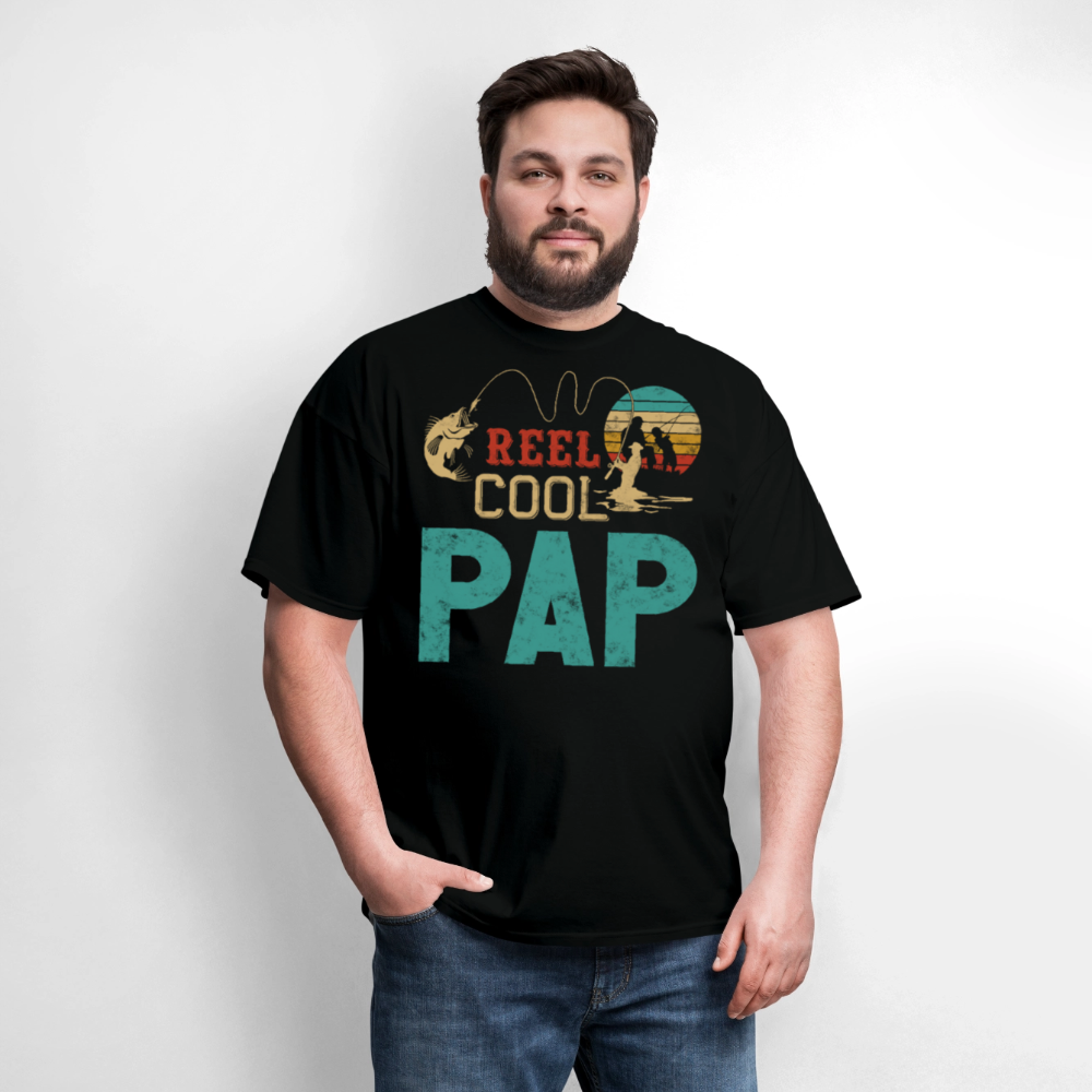 Reel Cool Pap Father's Day Fishing T-Shirt - black