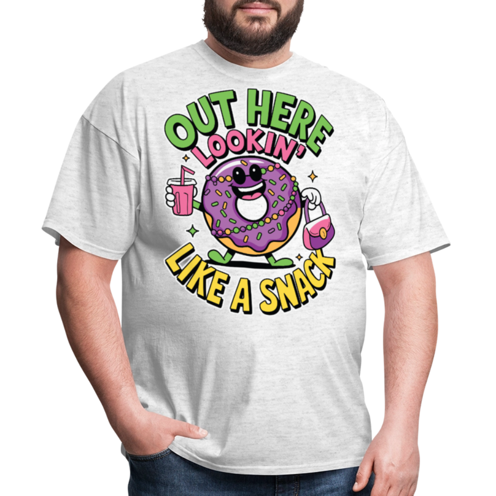 Out Here Looking Like A Snack Shirt Cool Cartoon Donut T-shirt - light heather gray