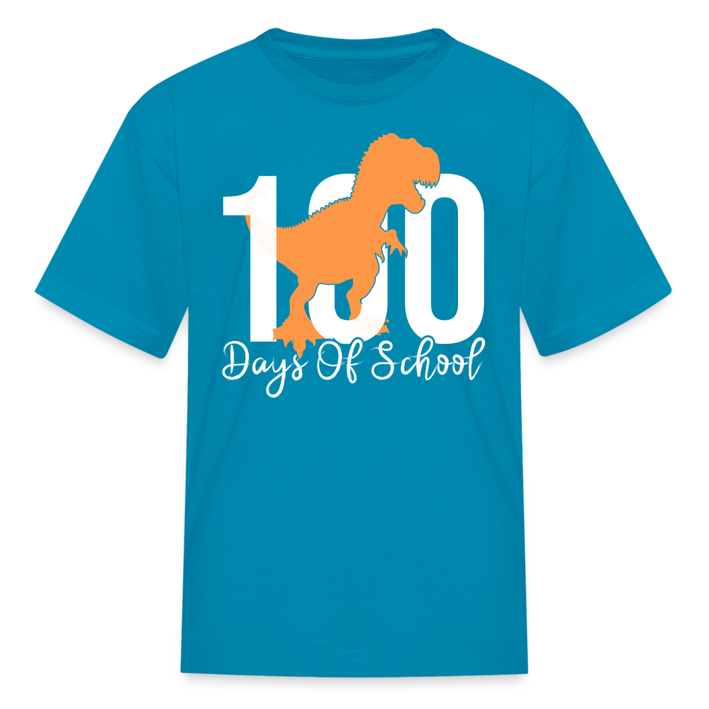 100 Days Of School Dinosaur Shirt Kindergarten Milestone Kids T-shirt - turquoise