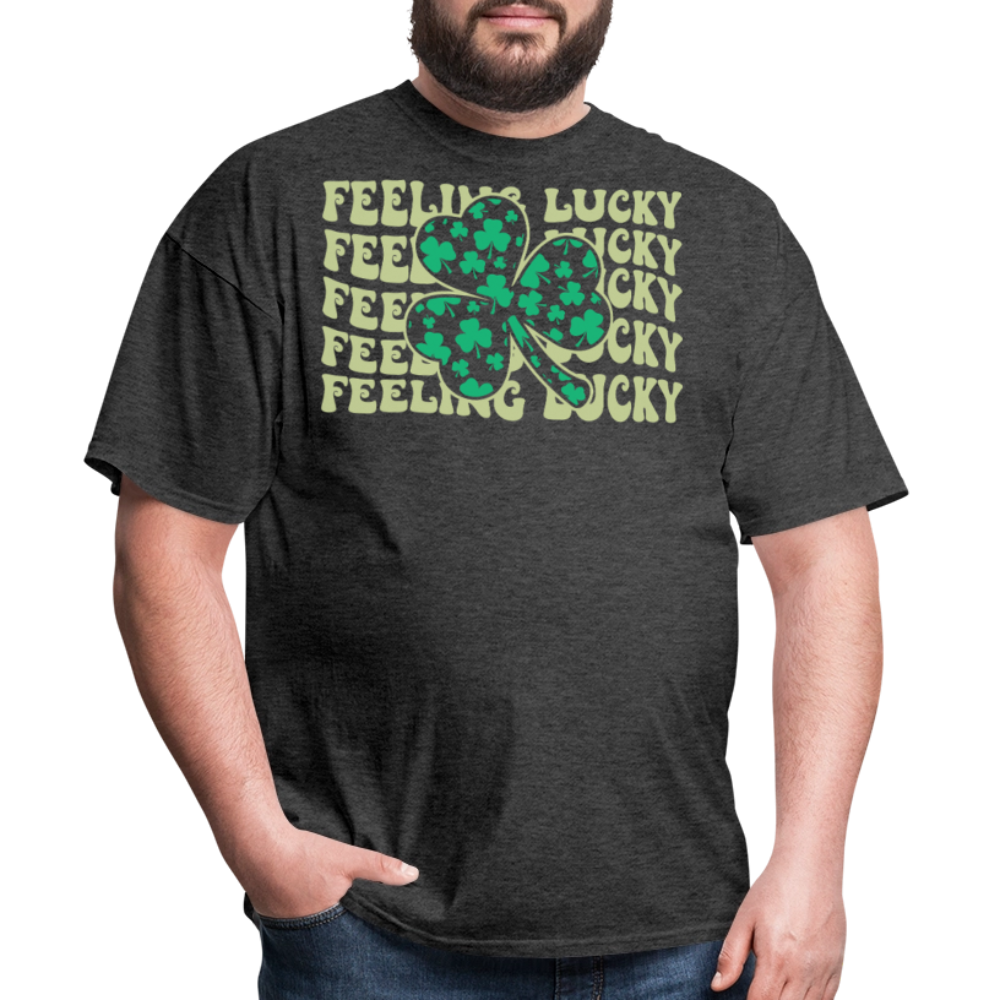 Feeling Lucky Irish Clover T-shirt - heather black