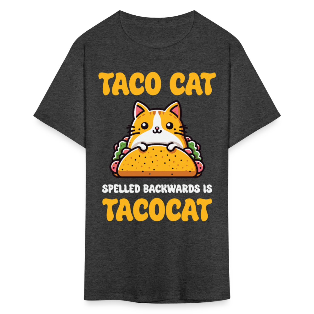 Cute Taco Cat Graphic Tee For Cat Lovers Funny Palindrome T-shirt - heather black