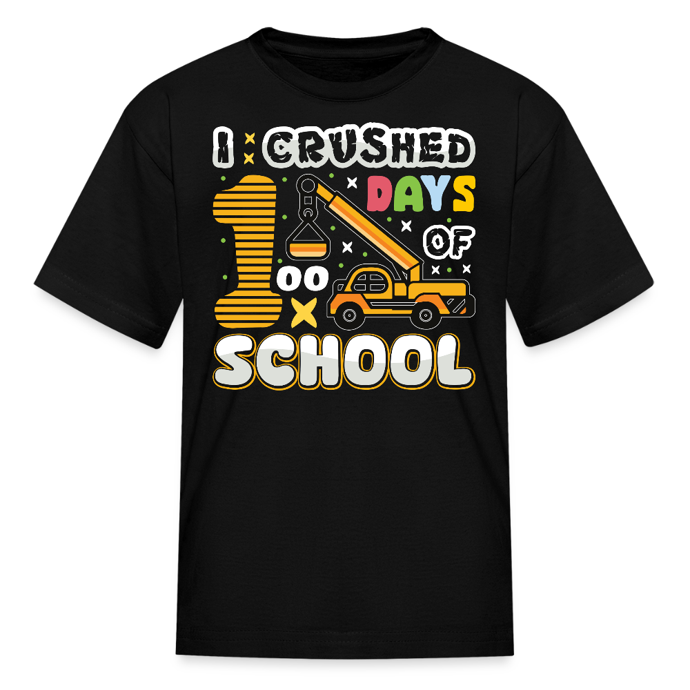 100th Day Of School Shirt For Kids Construction School T-shirt - black