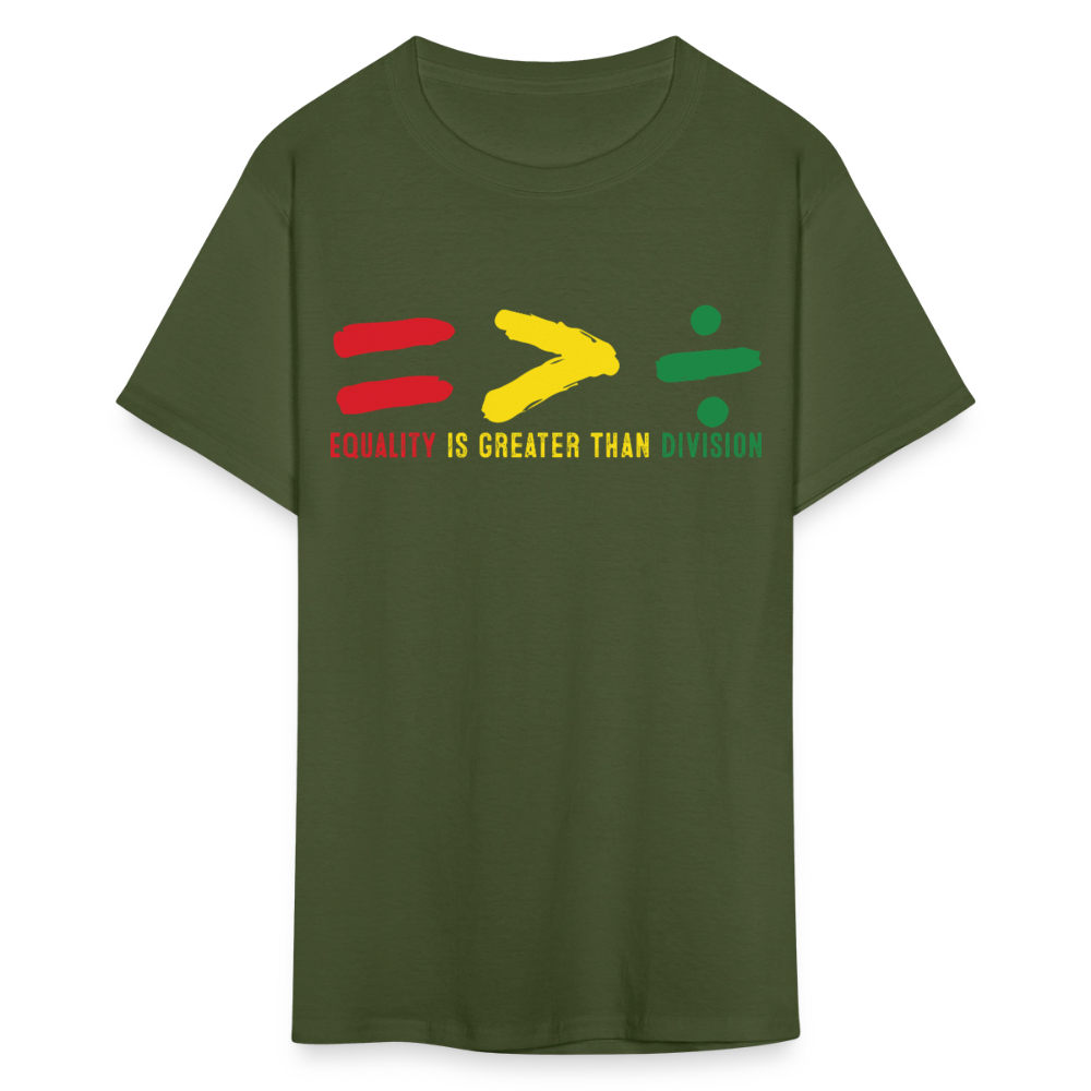 Black History Month Tee Equality Over Division T-Shirt - military green