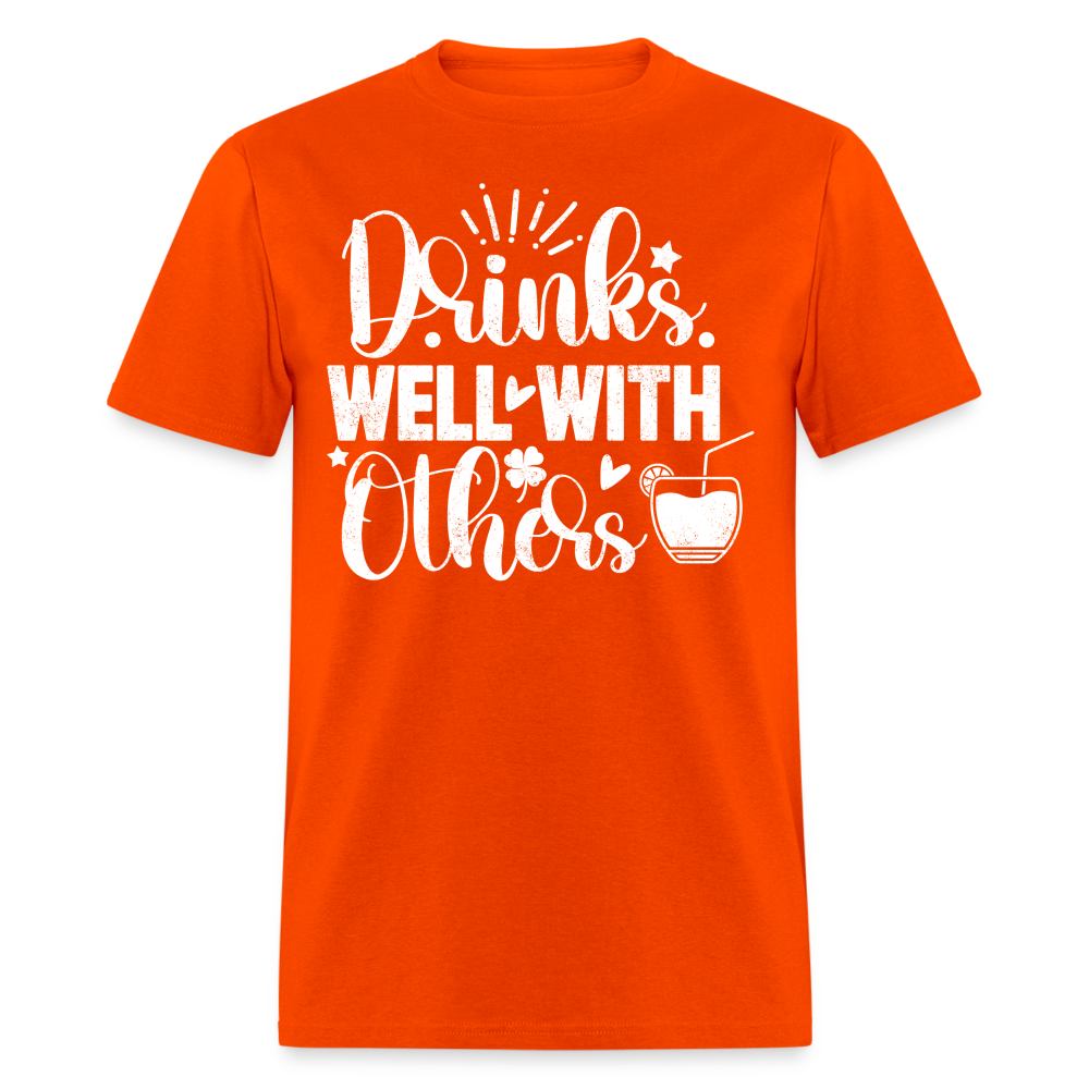 Drinks Well with Others Funny Beer T-Shirt for Party Lovers - orange