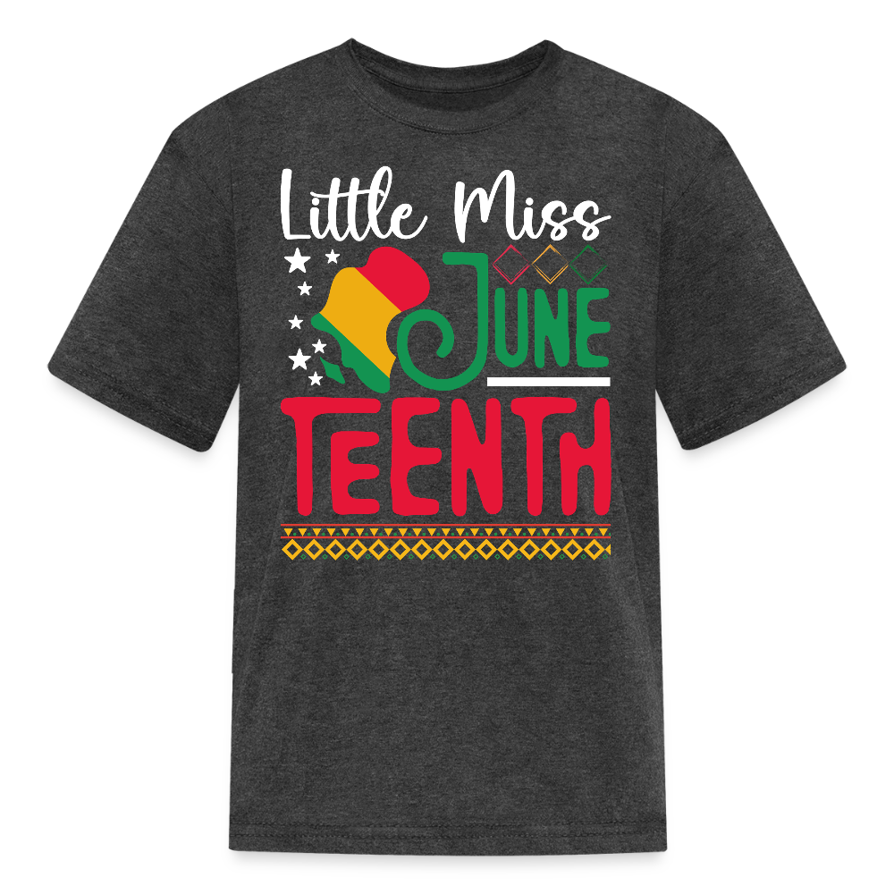 Little Miss Juneteenth African American Pride Kids T-shirt - heather black