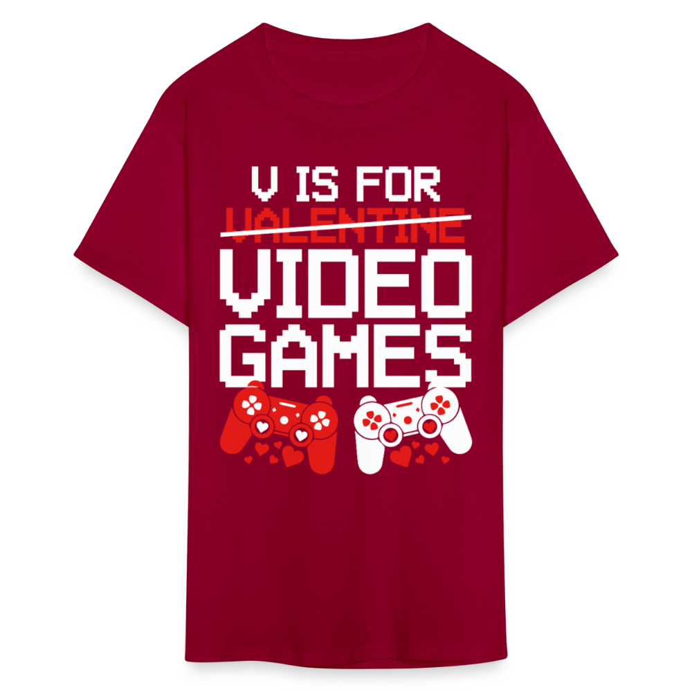 Valentine’s Day Gifts For Gamers Funny Gaming Couple Matching T-shirt - dark red