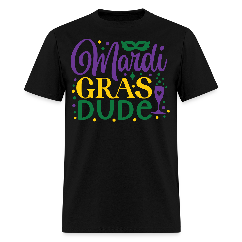 Unique Mardi Gras Dude Graphic T-shirt - black