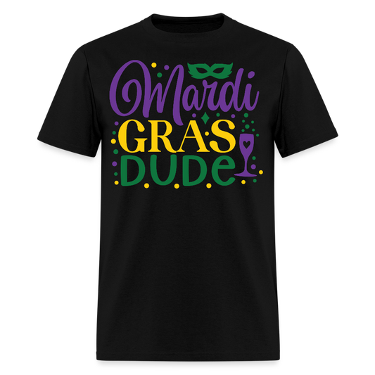 Unique Mardi Gras Dude Graphic T-shirt - black