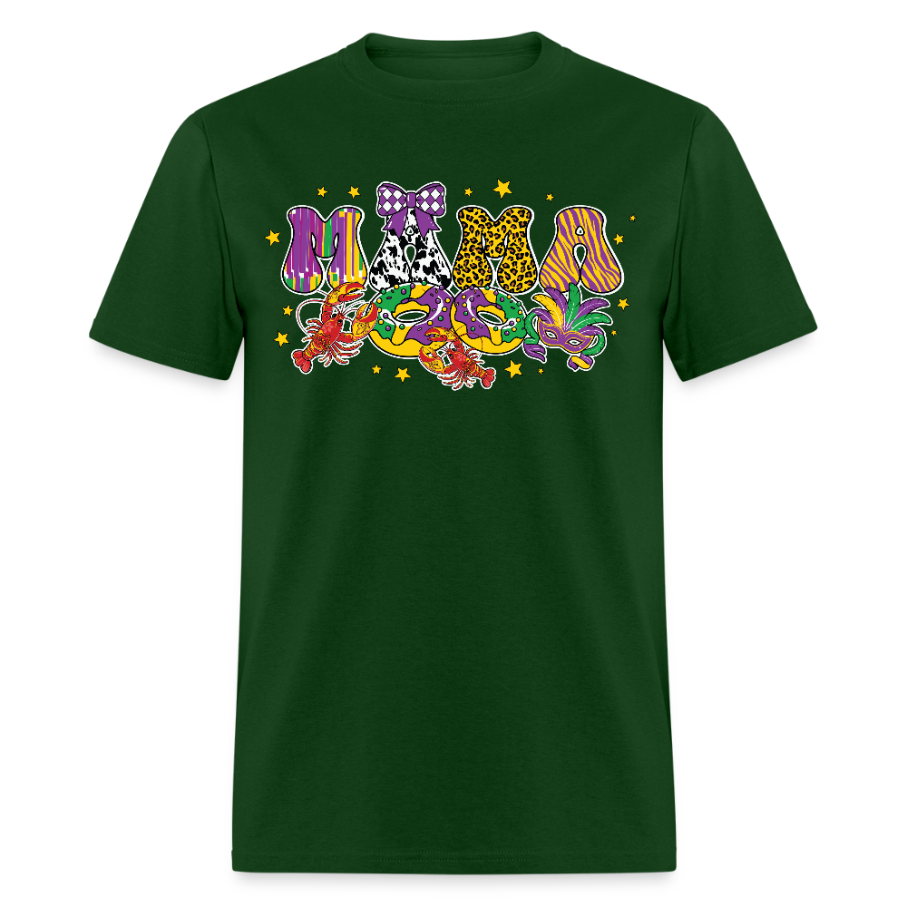 Mardi Gras Mama Shirt For Women Leopard Print Mardi Gras T-shirt - forest green