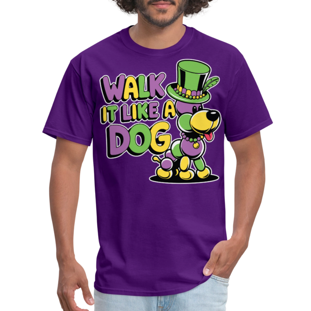 Walk It like A Gog Mardi Gras Shirt Beads and Dogs T-shirt - purple