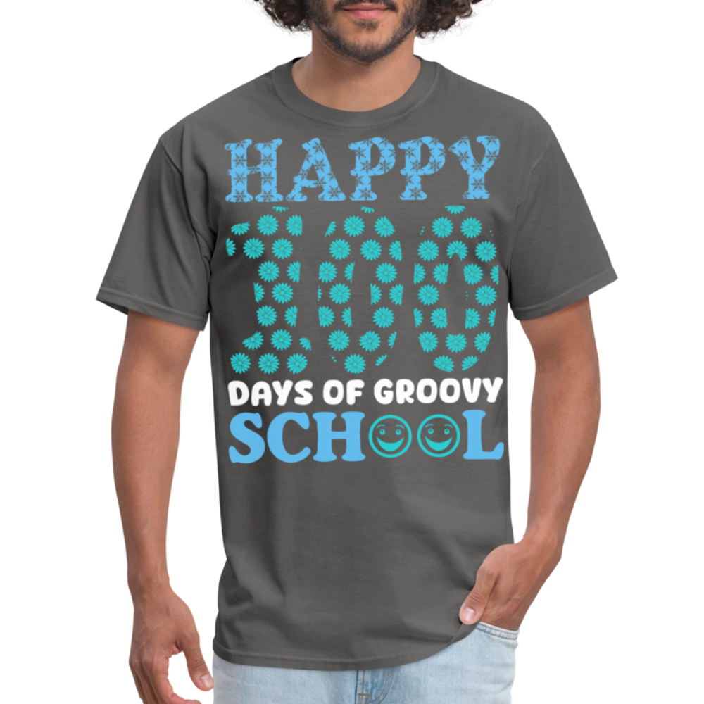 Groovy 100th-day School Celebration Tee Teacher Appreciation Gift T-shirt - charcoal