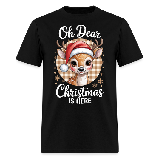 Oh Dear Christmas Cute Reindeer T-Shirt - black