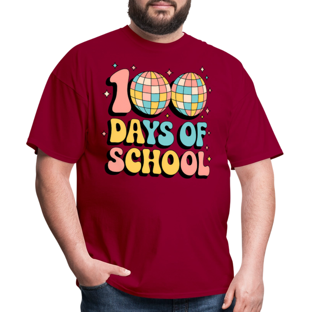 100 Days Of School Tee  For Teachers Funny Disco Theme T-shirt - dark red