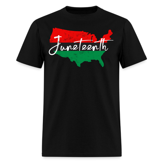 Pan African Flag Juneteenth Map Of USA T-Shirt - black