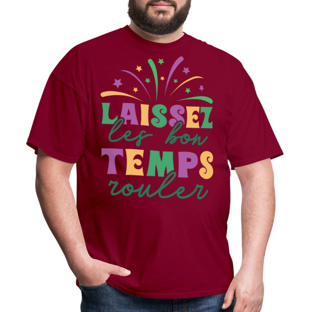 Funny New Orleans Festival Tee Laissez les Bons Temps Rouler T-shirt - burgundy