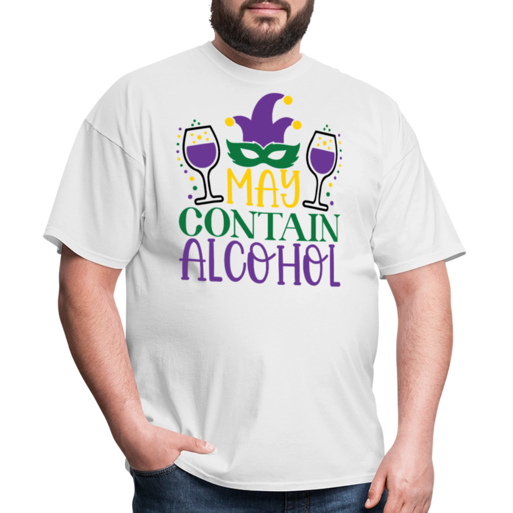 May Contain Alcohol Mardi Gras Unisex T-Shirt - white