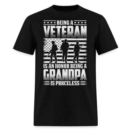 Being A Veteran Is An Honor Being A Grandpa Is Priceless T-Shirt - black