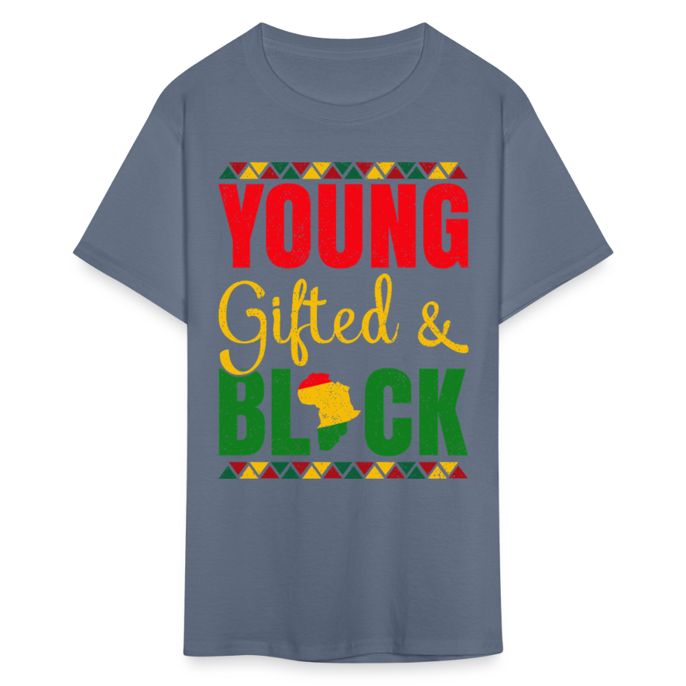 African Heritage Tee Young Gifted and Black T-Shirt - denim