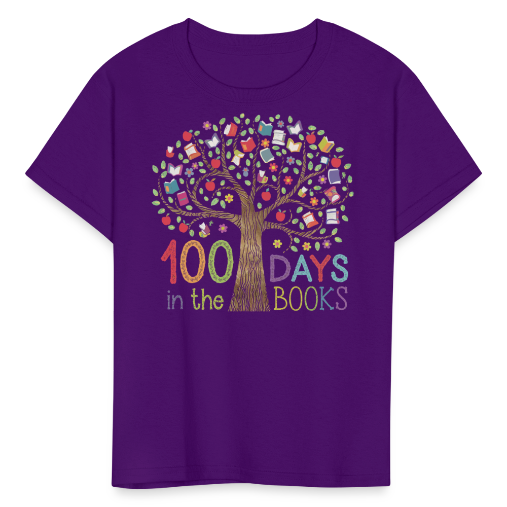 Celebratory 100 Days in the Books T-Shirt for Kids - purple