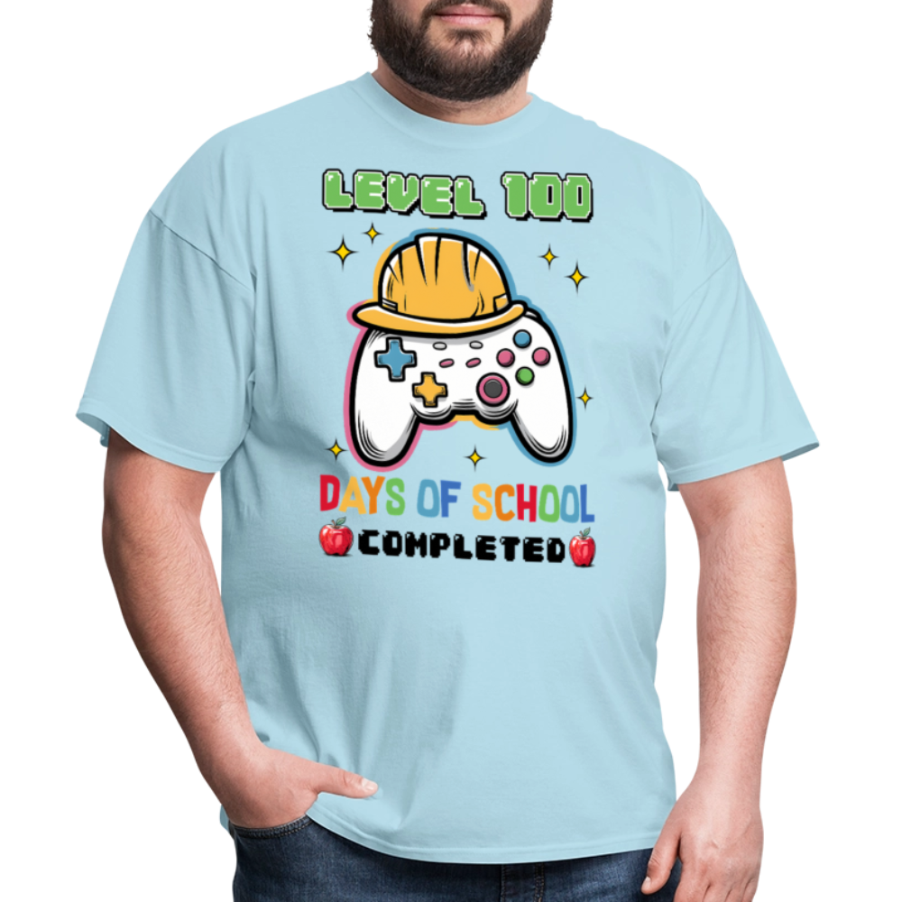 Level 100 Days Of School Gamer Shirt Level Up School Milestone T-shirt - powder blue