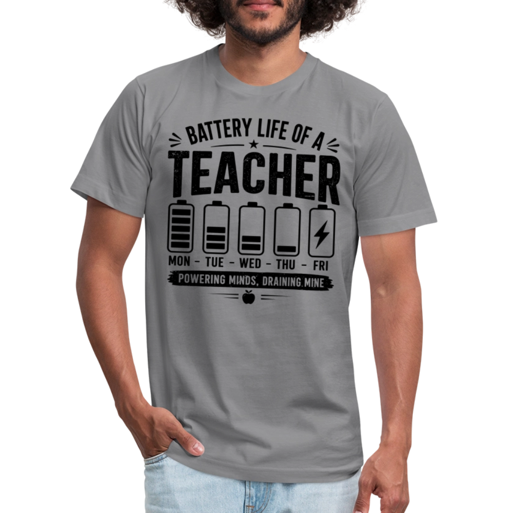 Battery Life of a Teacher T-Shirt | Funny Teacher Gift - slate