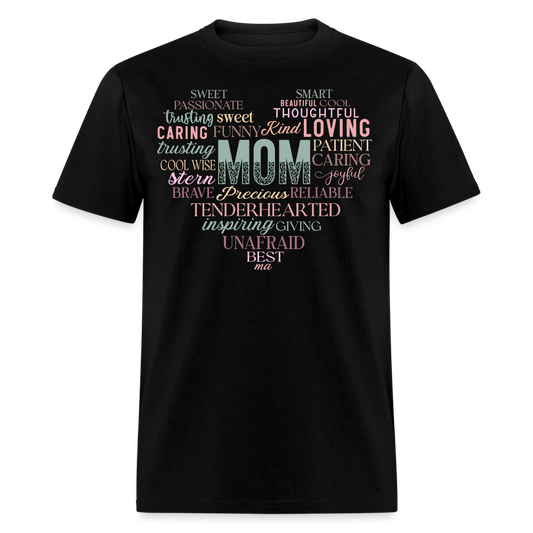 Heart Shaped Word Cloud Mom T-shirt - black
