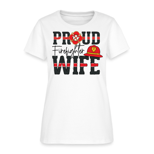 Proud Firefighter Wife Gifts For Women Firefighters T-Shirt - white