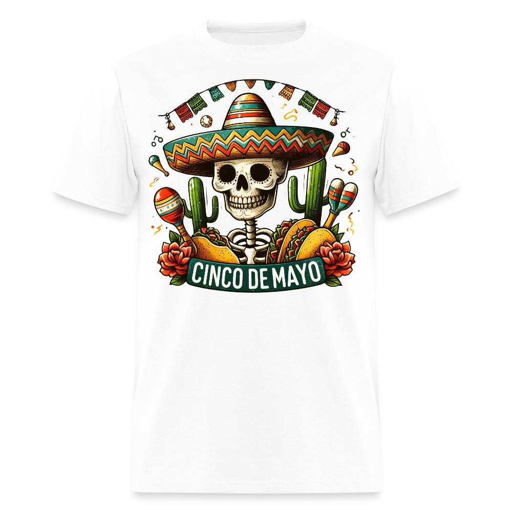 Mexican Festival Outfit Ideas Cinco de Mayo Skull T-shirt - white