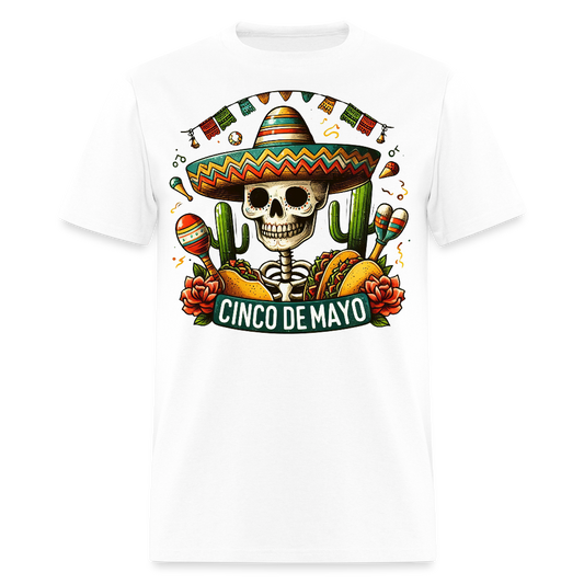 Mexican Festival Outfit Ideas Cinco de Mayo Skull T-shirt - white