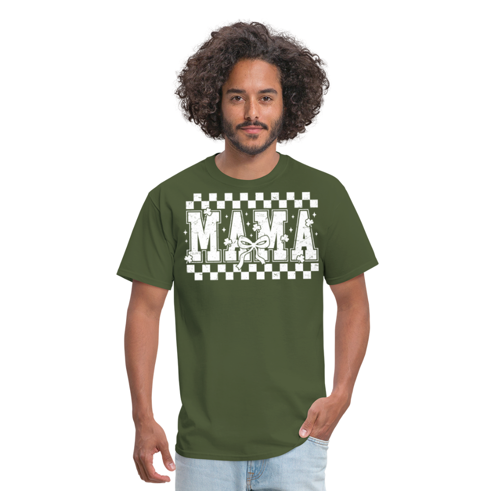 Distressed Mama Clover St. Patrick's Day Gift Tee - military green