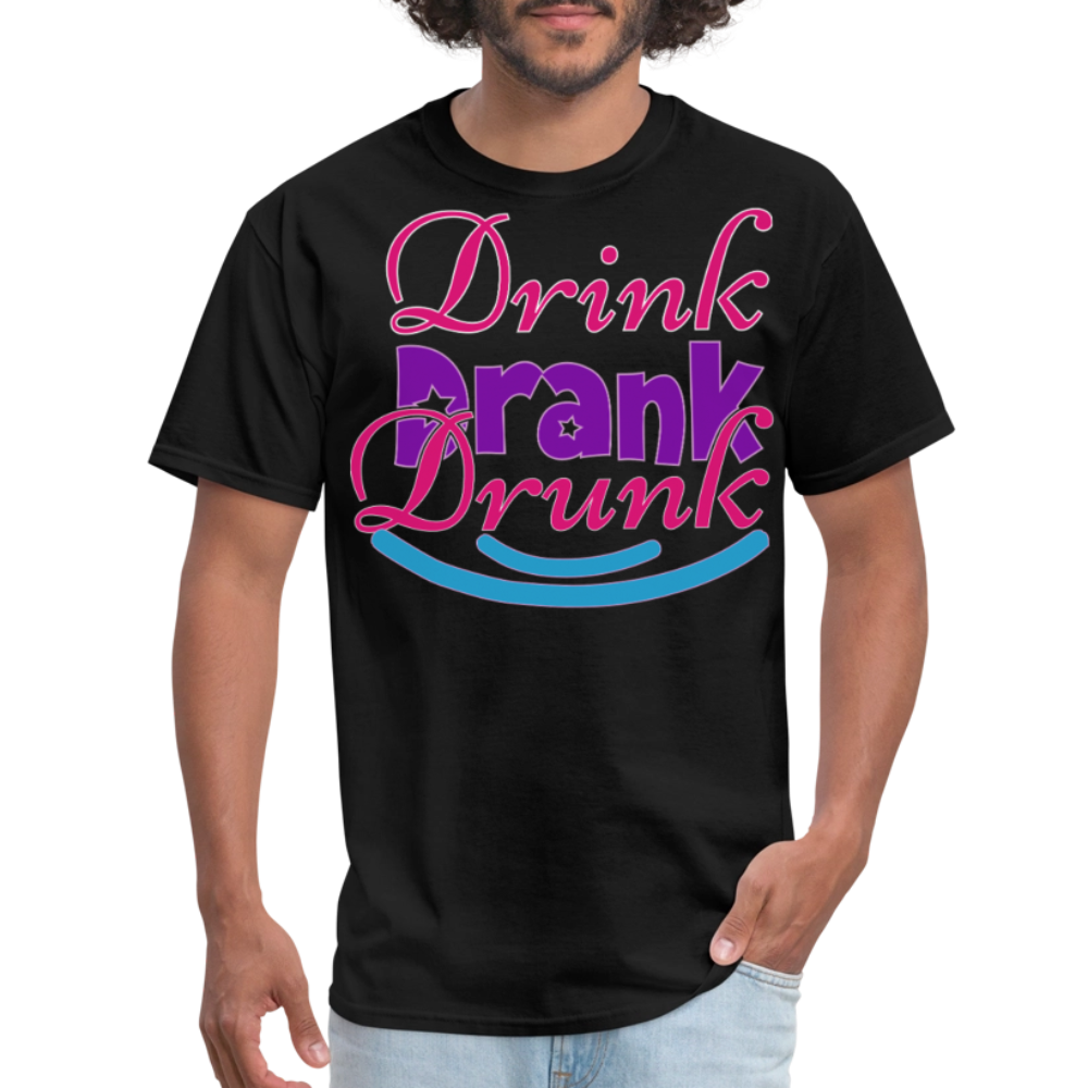 Mardi Gras Funny Drinking Shirts For Men Drink Drank Drunk T-shirt - black