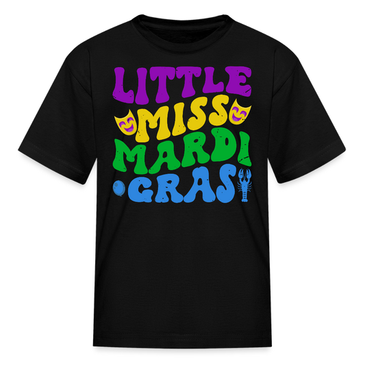 Carnival Celebration Tee Little Miss Mardi Gras T-shirt For Kids - black
