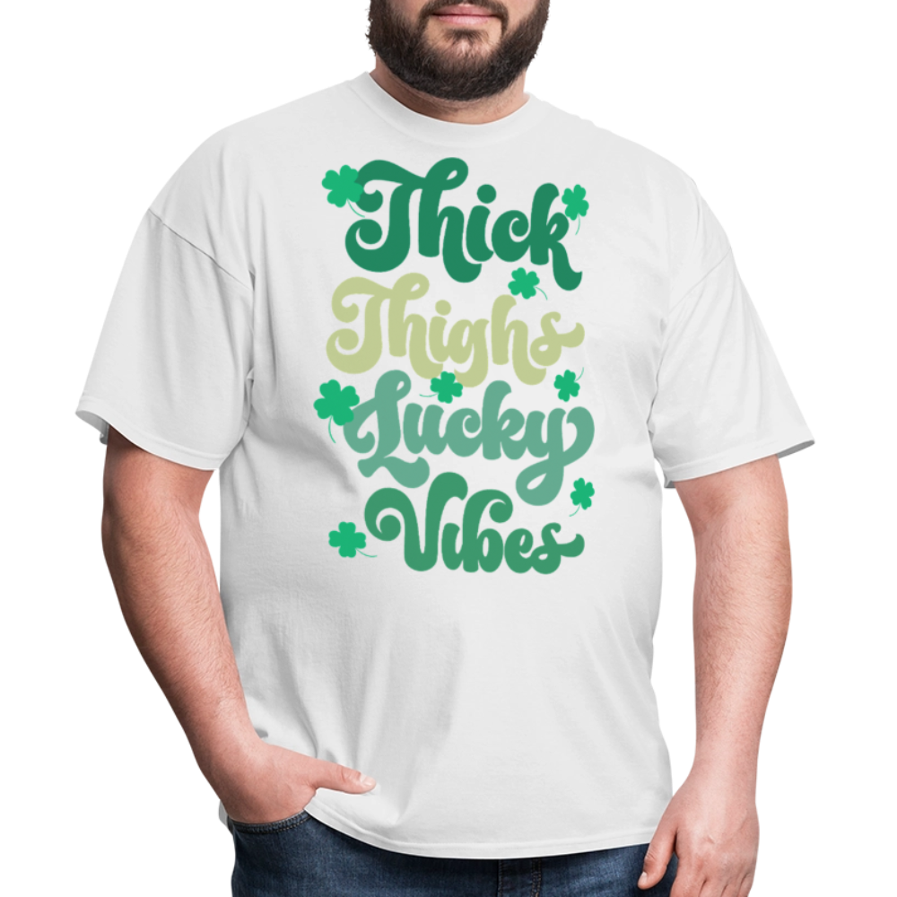 Thick Thighs Lucky Vibes St Patrick’s Day T-shirt - white