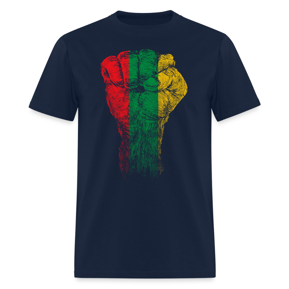 Pan African Pride Black Power Fist T-Shirt - navy