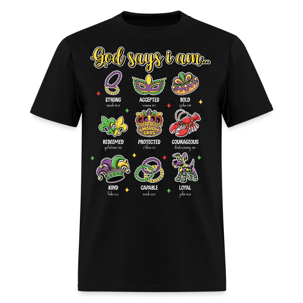 Religious Mardi Gras T-shirt With Bible Verses Christian Mardi Gras T-shirt - black