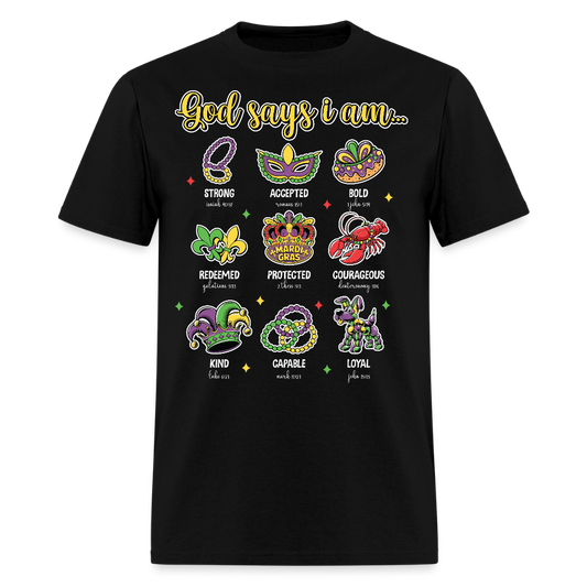 Religious Mardi Gras T-shirt With Bible Verses Christian Mardi Gras T-shirt - black