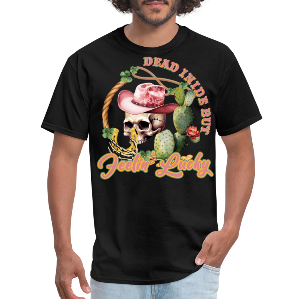 Dead Inside But Lucky Western T-shirt - black