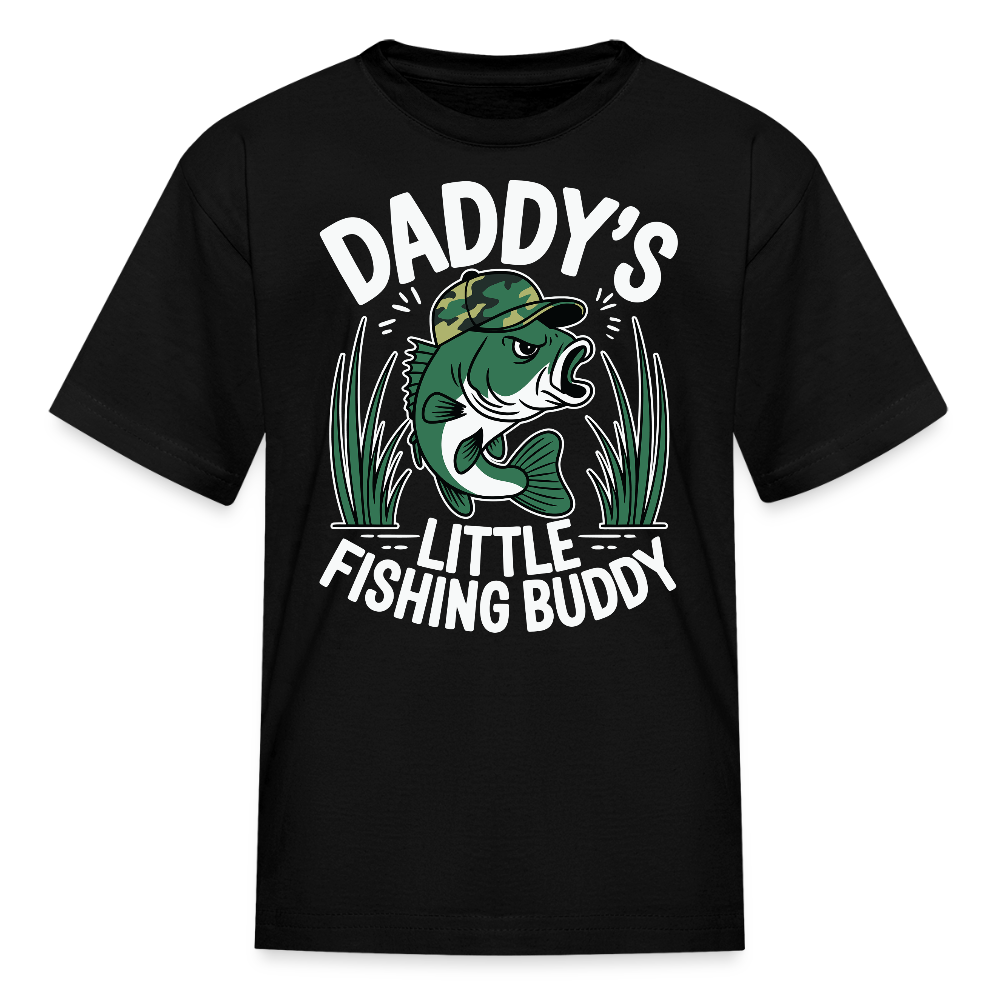 Daddy’s Little Fishing Buddy Kids' T-shirt - black