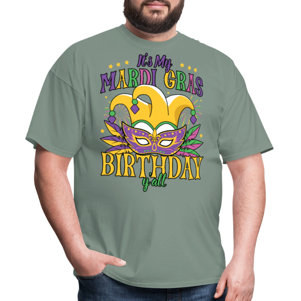 Funny Mardi Gras Birthday Party Outfit Mardi Gras Birthday Y'all T-shirt - sage