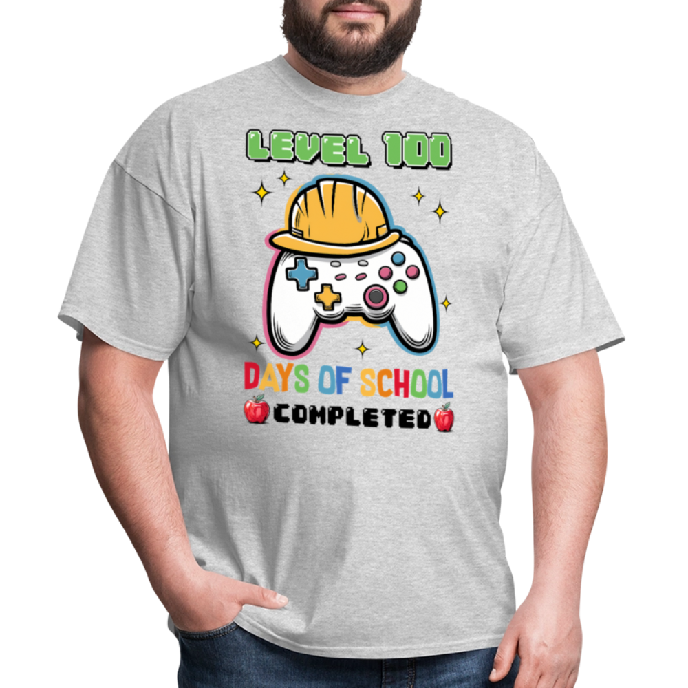 Level 100 Days Of School Gamer Shirt Level Up School Milestone T-shirt - heather gray